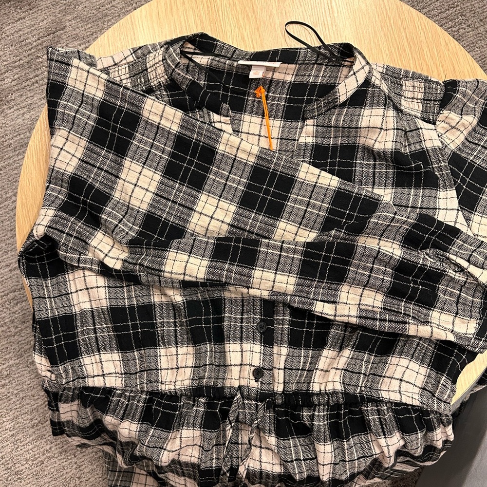 Knox Rose Monochrome Plaid Blouse